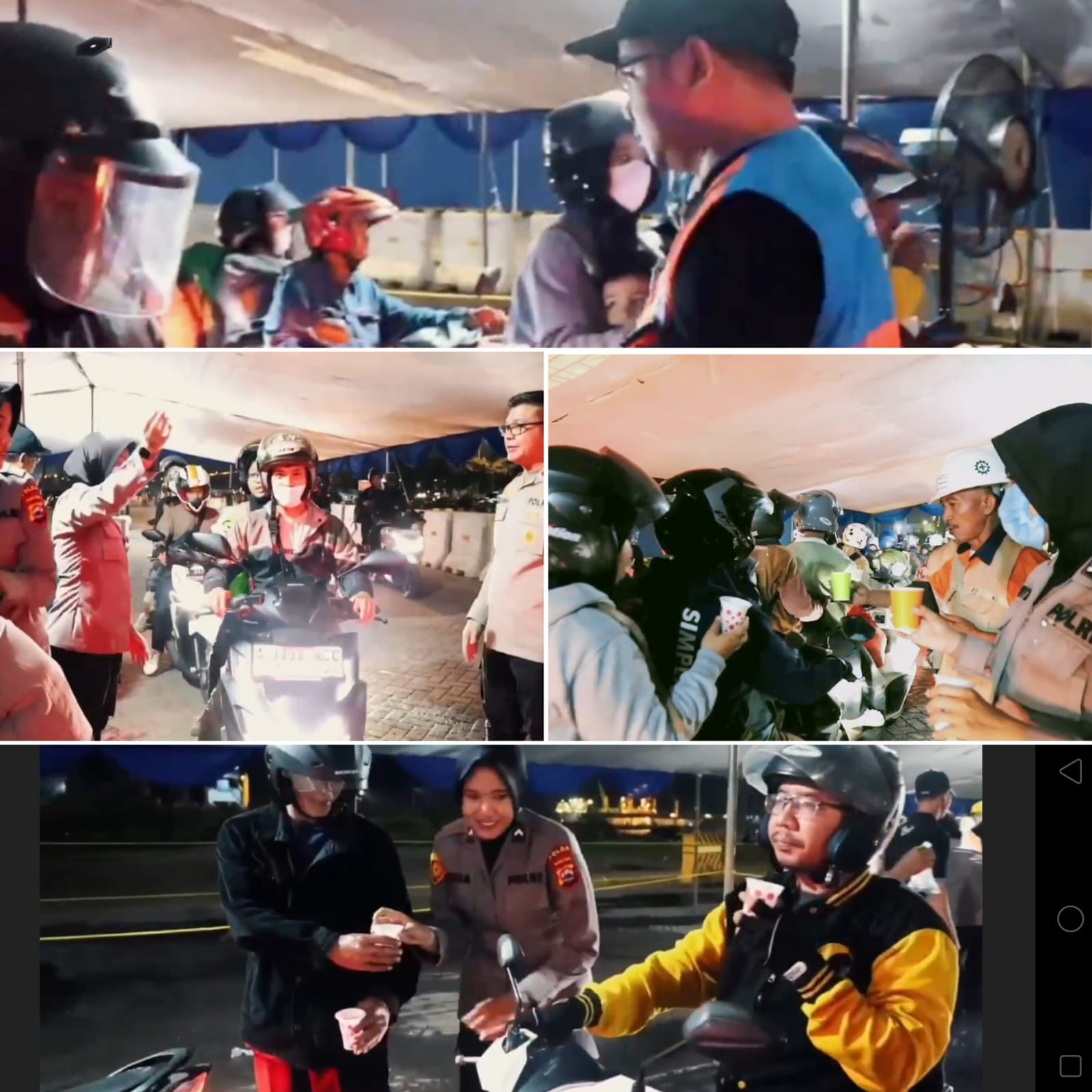 Foto: Pelindo Regional 2 Banten, Dir Intelkam Polda Banten dan KSOP Banten membagikan air minum dan kopi gratis kepada penumpang motor arus balik yang sampai di pelabuhan Ciwandan. Keluar pelabuhan dilakukan pengawalan oleh Lantas Polres Cilegon dan Polda Banten.